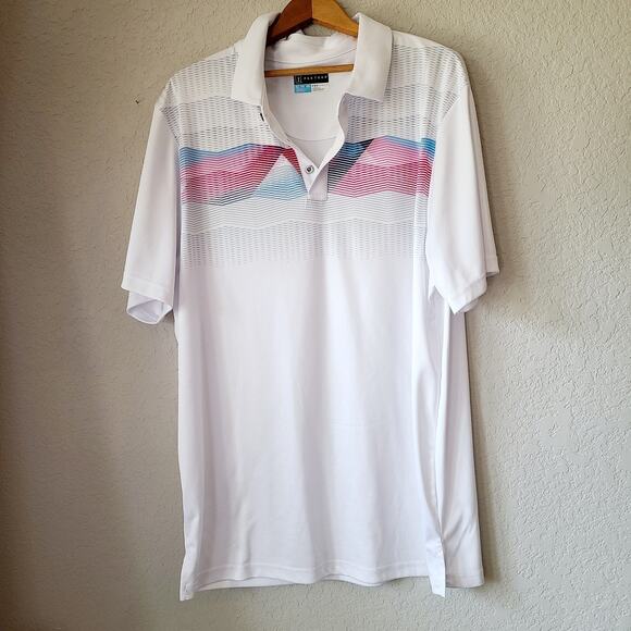PGA TOUR pro series Golf Polo Shirt Mens XL Ombre Geo High Contrast white‎ - Picture 1 of 5